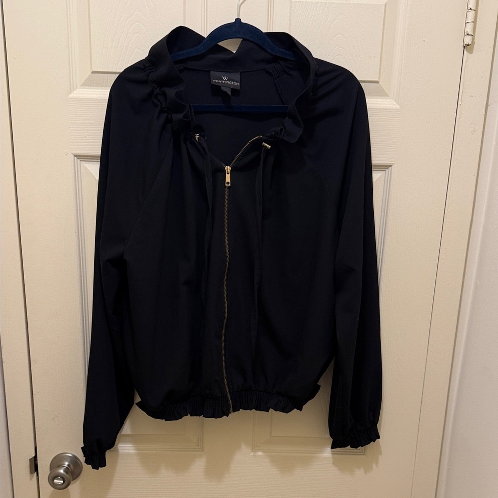 Worthington Navy Bomber Jacket with Gold Zipper